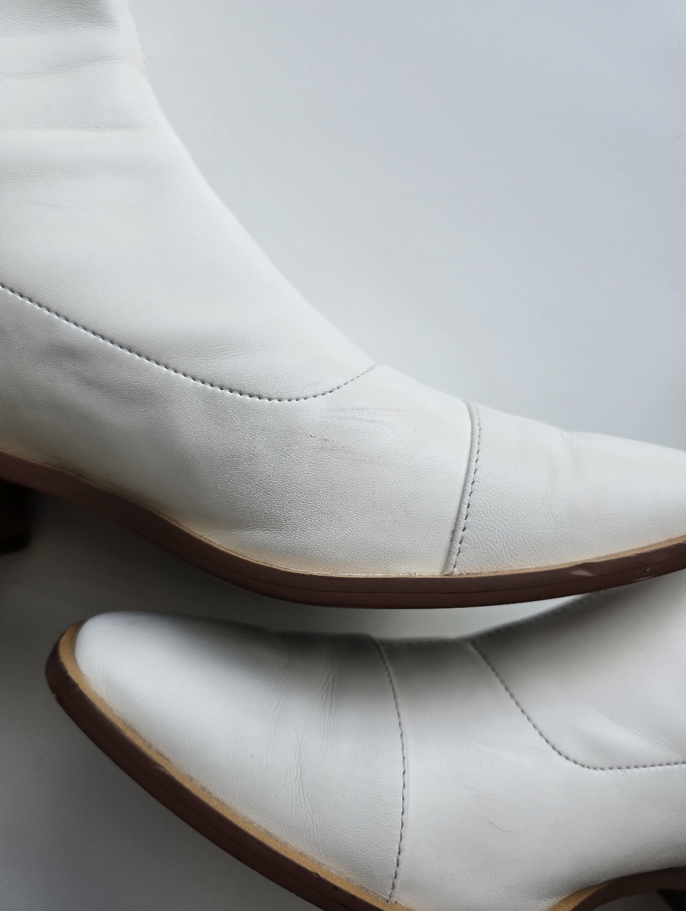 Paolo Women's White Leather Ankle Boots - Classic Block Heel - Picture 10 of 15